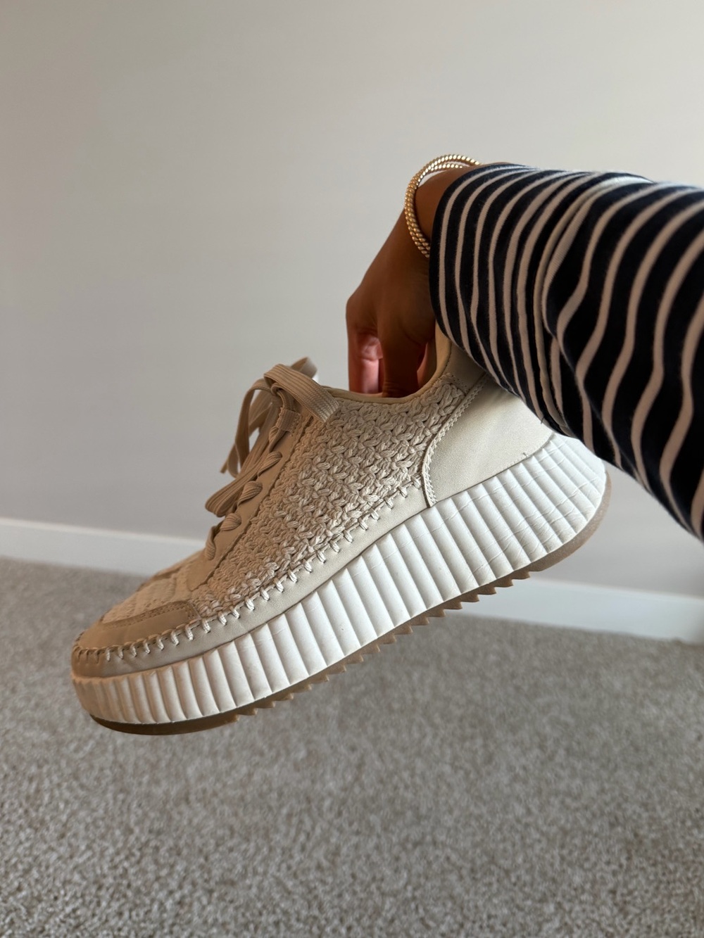 Dolce Vita Cream Woven Platform Sneaker